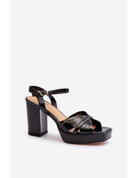 Black Women's Patent Sandals with Stiletto Heel D&A MR38-668