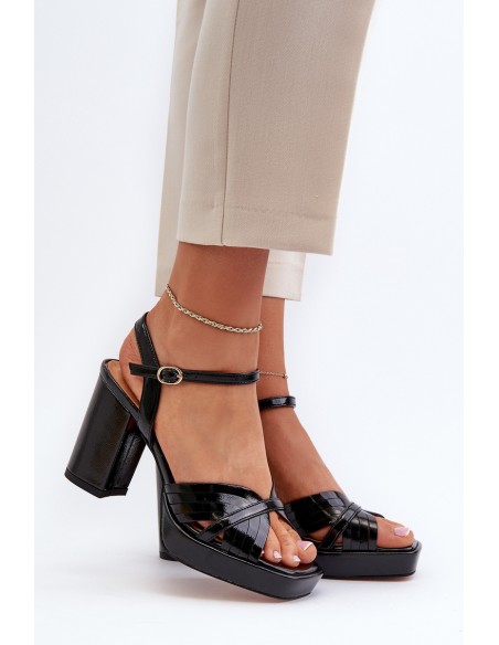 Black Women's Patent Sandals with Stiletto Heel D&A MR38-668