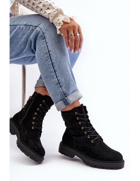 Women's Zip Up Ankle Boots Black Ninsuni