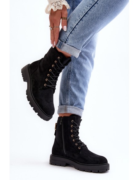 Women's Zip Up Ankle Boots Black Ninsuni