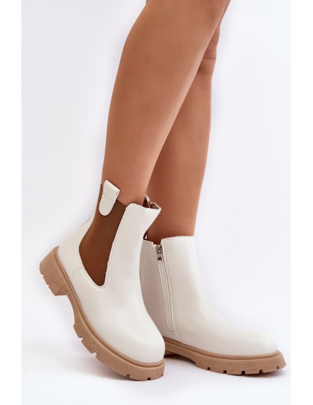 Women's ankle boots with zipper White Ramhel