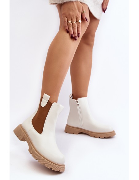 Women's ankle boots with zipper White Ramhel