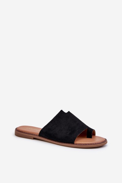 Women's Suede Flip-Flop Sandals Black Amite 2