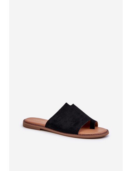 Women's Suede Flip-Flop Sandals Black Amite