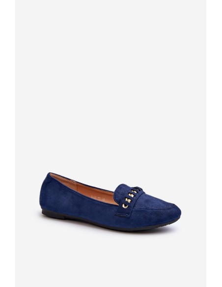 Shiny Women's Moccasins with Chain Navy Aredilla