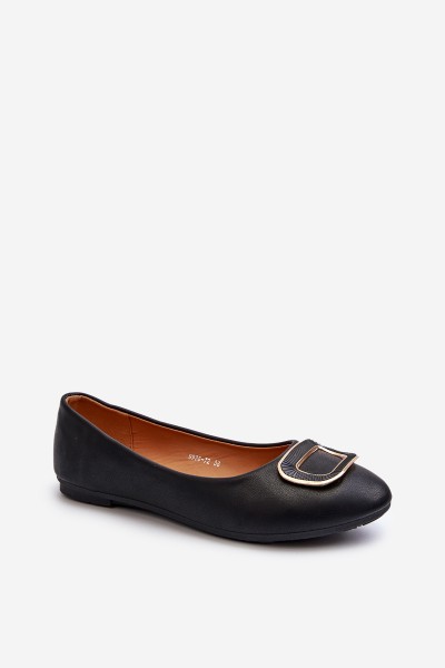 Black Eco Leather Ballerinas with Decoration Enicoria 2