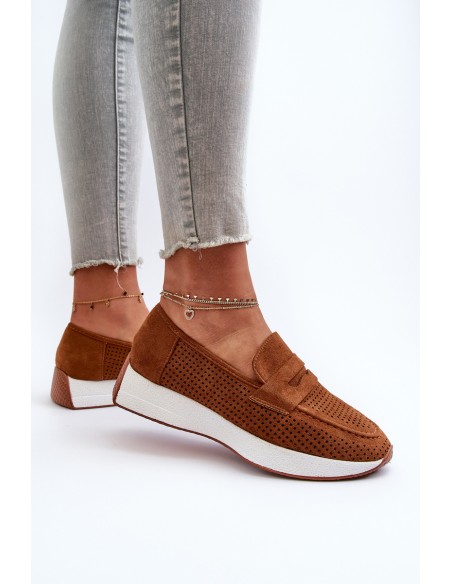 Women's Platform Moccasins in Eco Suede Camel Inesqua