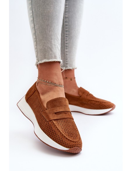 Women's Platform Moccasins in Eco Suede Camel Inesqua