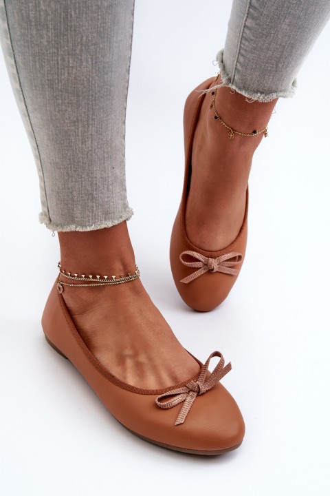 Ballerinas Eco Leather With Bow Camel Sandal