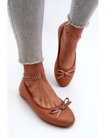 Ballerinas Eco Leather With Bow Camel Sandal