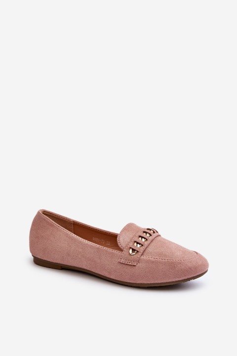 Shiny Women's Moccasins with Chain Pink Aredilla