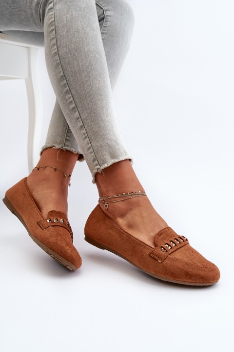 Shiny Women's Loafers With Chain Camel Aredilla