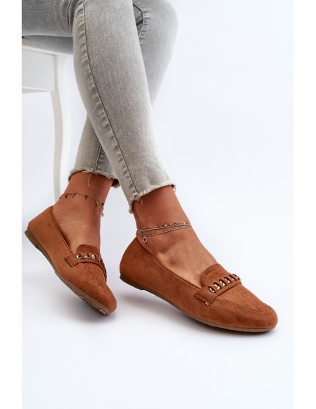 Shiny Women's Loafers With Chain Camel Aredilla