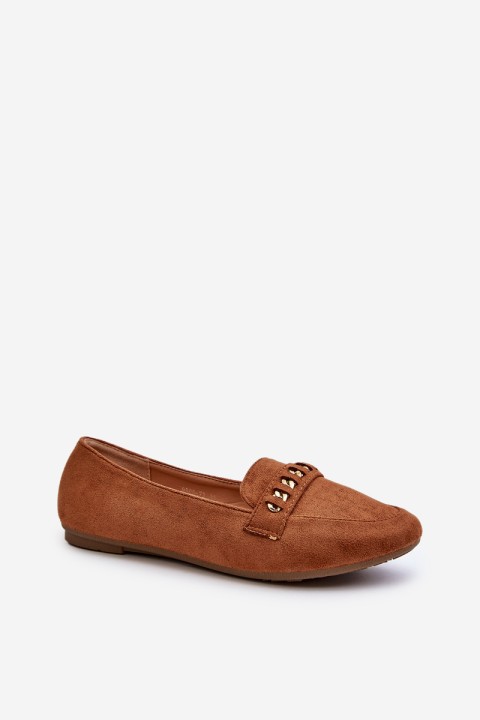 Shiny Women's Loafers With Chain Camel Aredilla