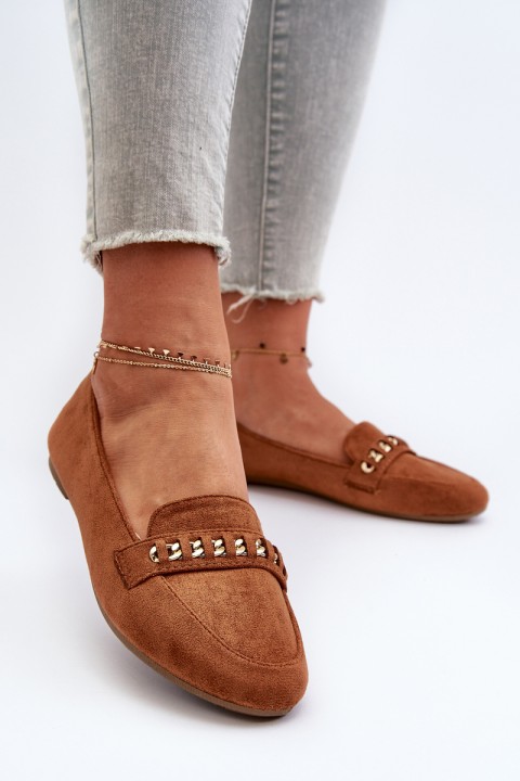 Shiny Women's Loafers With Chain Camel Aredilla