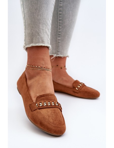 Shiny Women's Loafers With Chain Camel Aredilla