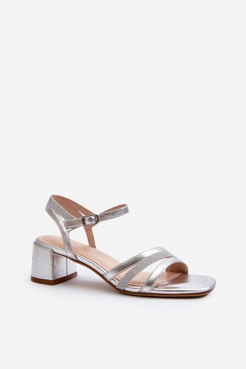 Women's Low Heel Sandals in Synthetic Leather Sergio Leone SK046 Silver