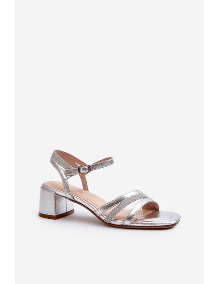 Women's Low Heel Sandals in Synthetic Leather Sergio Leone SK046 Silver