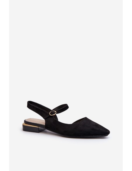 Women's ballet flats with low heel and open back Sergio Leone SK831 Black