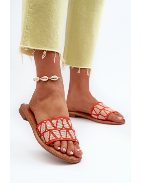 Women's Flat Heel Sandals Orange Traivea