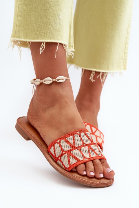 Women's Flat Heel Sandals Orange Traivea