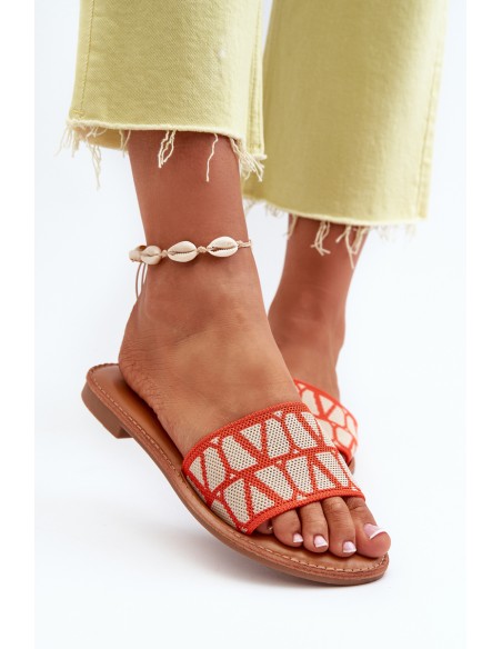 Women's Flat Heel Sandals Orange Traivea