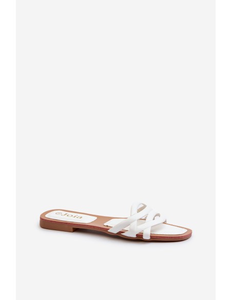 Women's eco leather flat heel sandals white Moldela