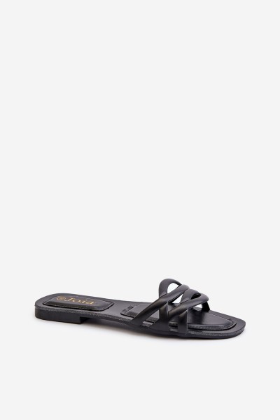 Women's Eco Leather Flat Heel Black Sandals Moldela 2