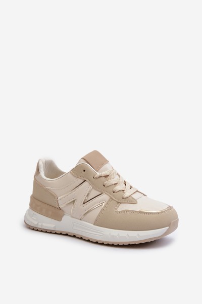Women's Beige Faux Leather Sneakers Kaimans 2