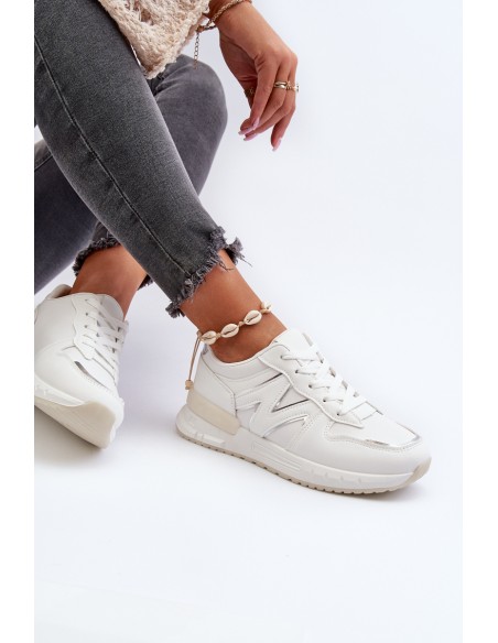 Women's White Faux Leather Sneakers Kaimans