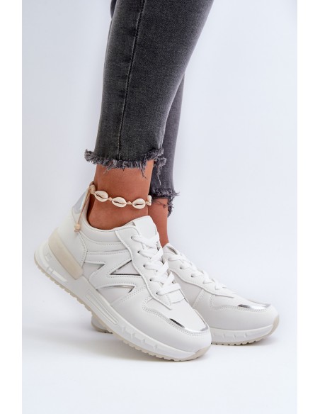Women's White Faux Leather Sneakers Kaimans