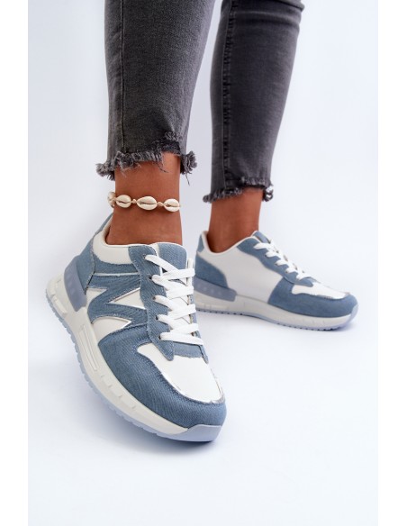 Women's Denim Sneakers Made of Eco Leather Blue Kaimans