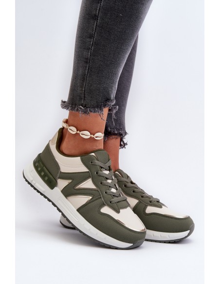 Women's Sneakers Made of Faux Leather Green Caimans
