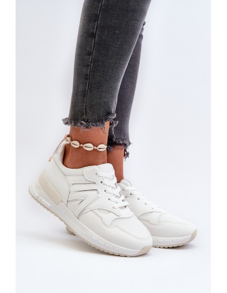 Women's White Faux Leather Sneakers Kaimans