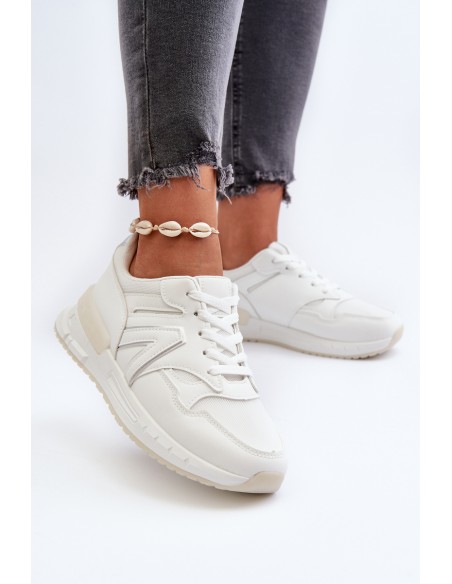 Women's White Faux Leather Sneakers Kaimans