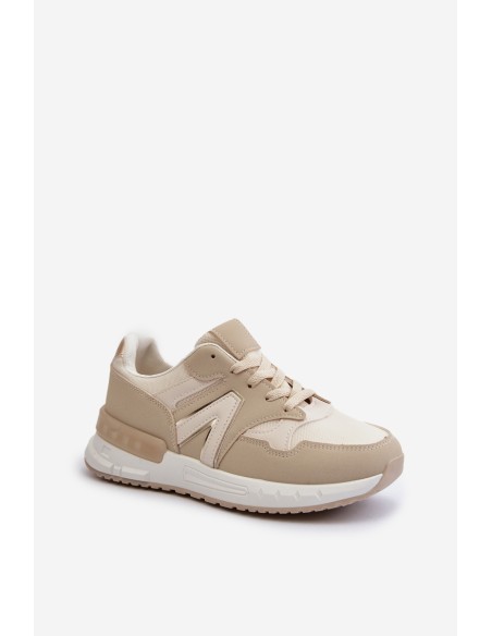 Women's Beige Faux Leather Sneakers Vinelli