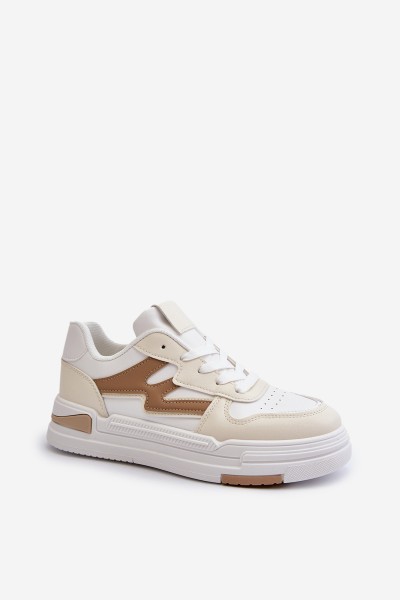 Women's Platform Sneakers in Beige Synthetic Leather Lynnette 2