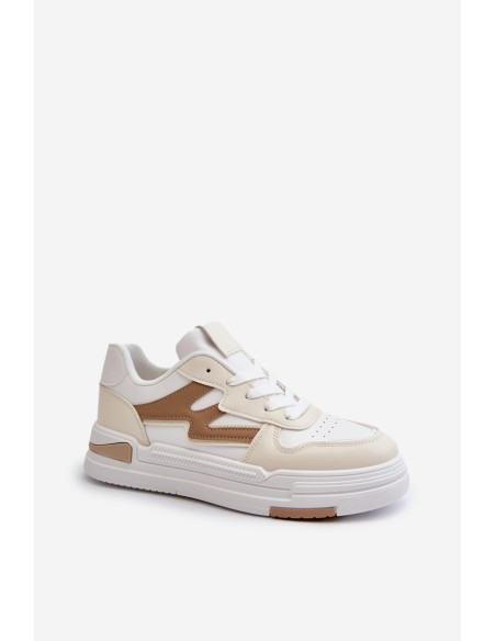 Women's Platform Sneakers in Beige Synthetic Leather Lynnette
