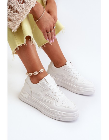 Women's Platform Sneakers in White Faux Leather Lynnette