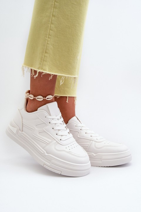 Women's Platform Sneakers in White Faux Leather Lynnette