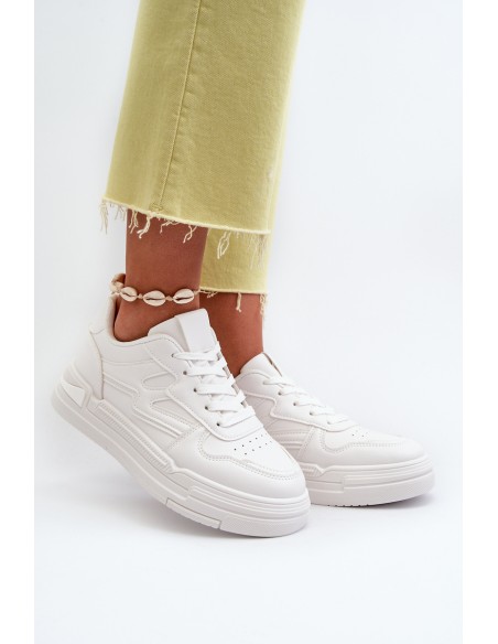 Women's Platform Sneakers in White Faux Leather Lynnette