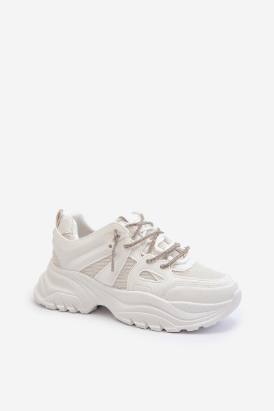 Women's sneakers on a chunky sole with decorative lacing White Relissa 2