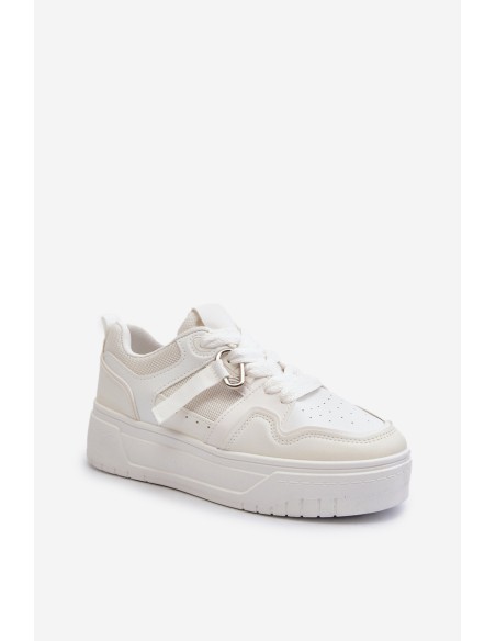 Women's Platform Sneakers Made of White Synthetic Leather Moun