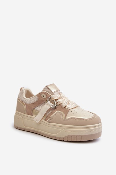 Women's platform sneakers in beige eco leather Moun 2