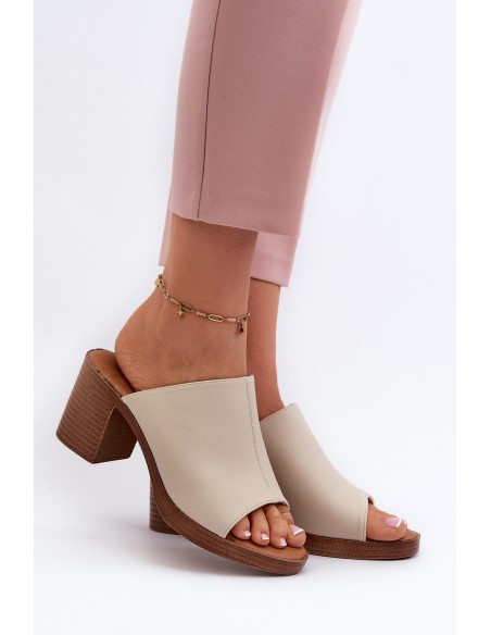 Elegant Light Women's Sandals with Heels Beige Varnila
