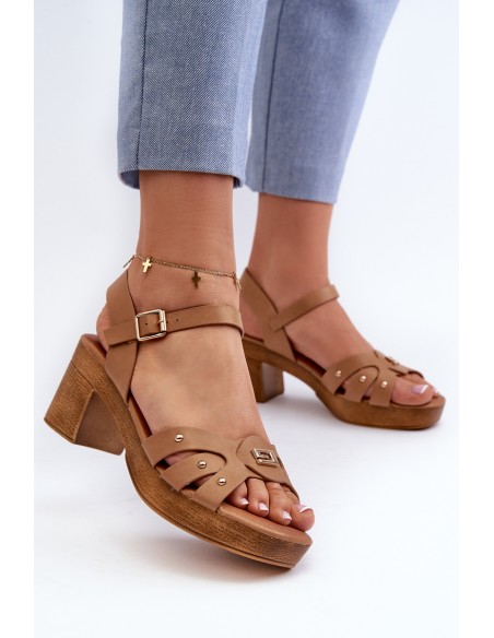 Women's High Heel Sandals in Brown Eco Leather Assames