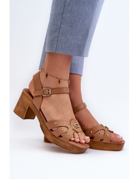 Women's High Heel Sandals in Brown Eco Leather Assames