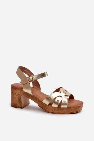 Women's High Heel Sandals in Gold Eco Leather Assames 2