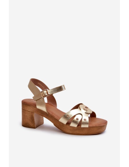 Women's High Heel Sandals in Gold Eco Leather Assames