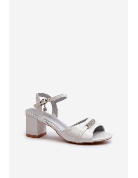 Women's Eco Leather Sandals with Heel and Silver Decorations Narhi